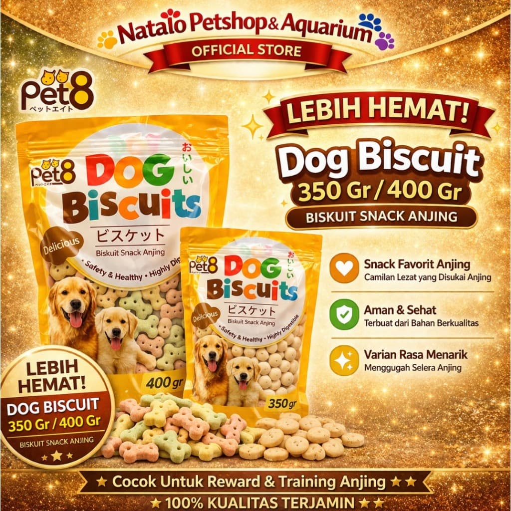 Dog Biscuit 350g/400g Kemasan Pack Besar Hemat Pet8 — gambar 1