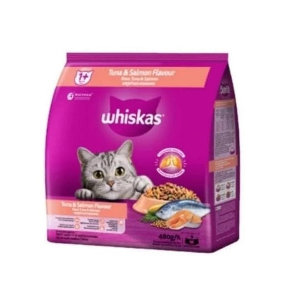 Whiskas Adult Tuna & Salmon 480g Dry Cat Food — gambar 1
