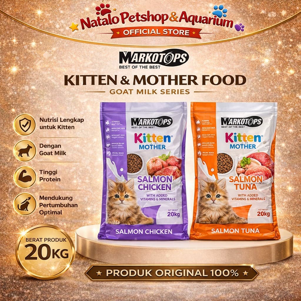 Markotops Kitten Mother Salmon Chicken/Salmon Tuna 20kg Dry Cat Food — gambar 1