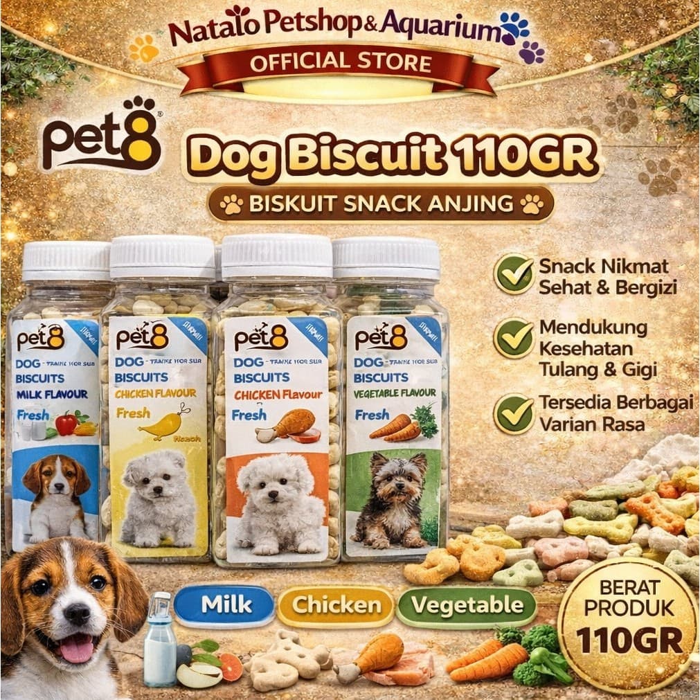 Dog Biscuit 110g di Bottle by Pet8 — gambar 1