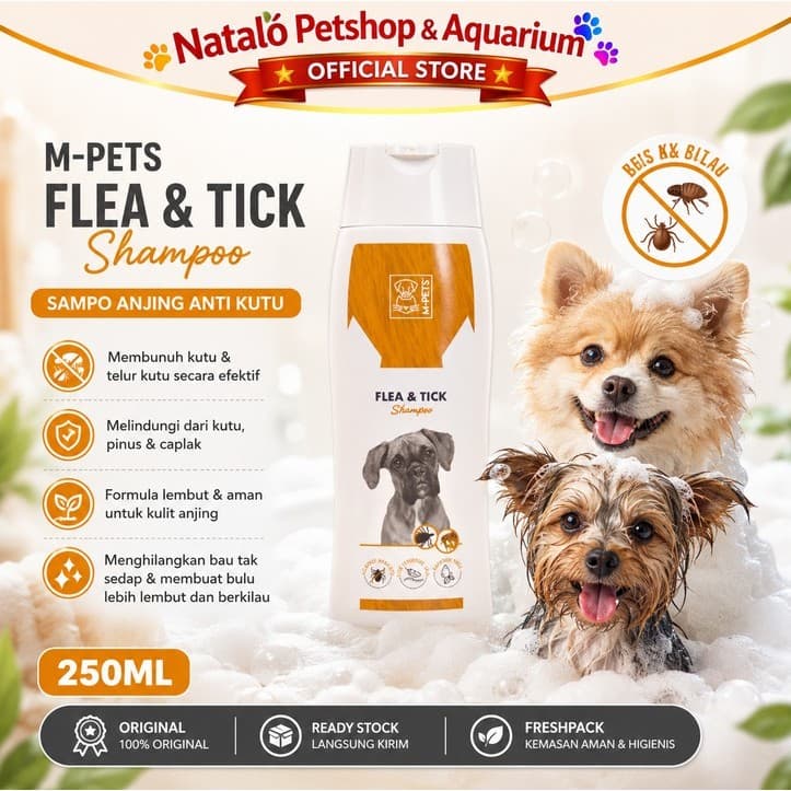 M-Pets Shampoo Flea & Tick 250ML Shampoo Hewan Anjing Anti Kutu - gambar 1