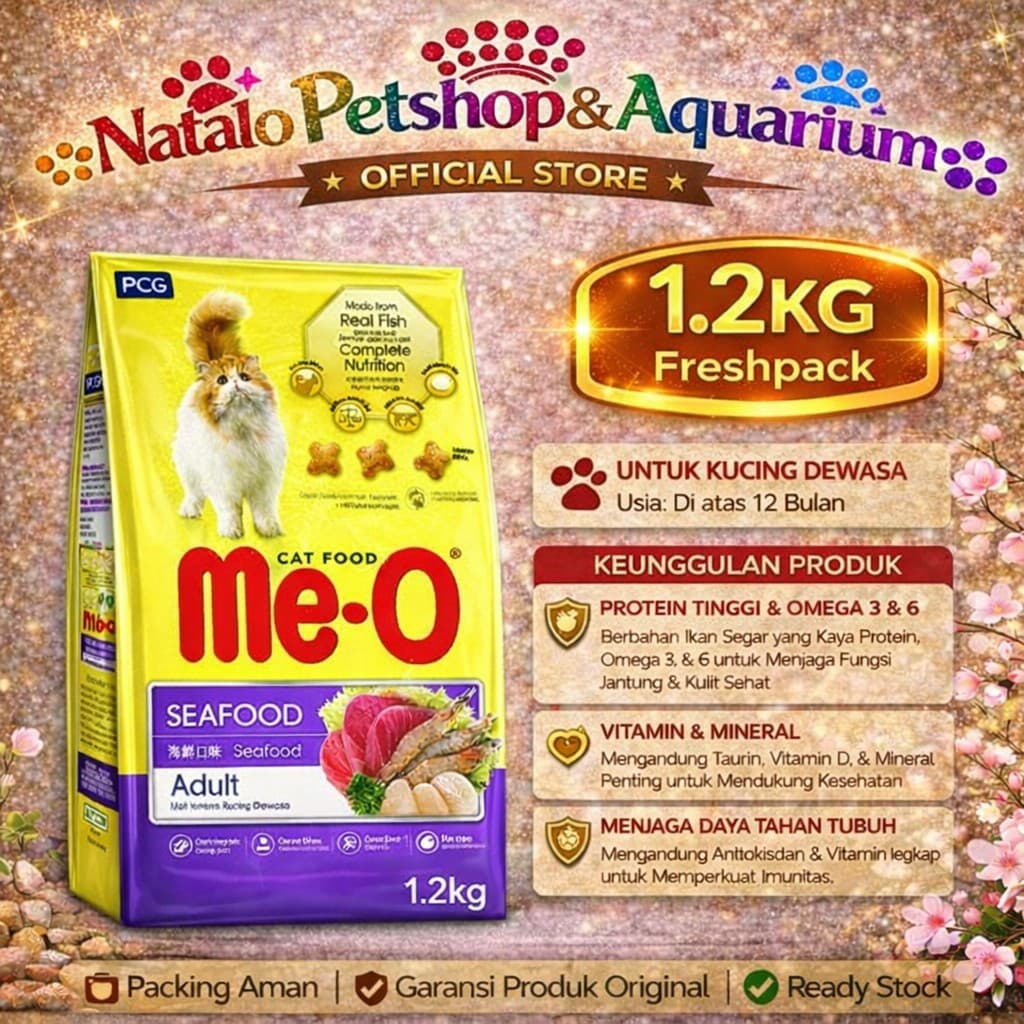 Me-O Adult Cat Food Seafood 1.2kg — gambar 1