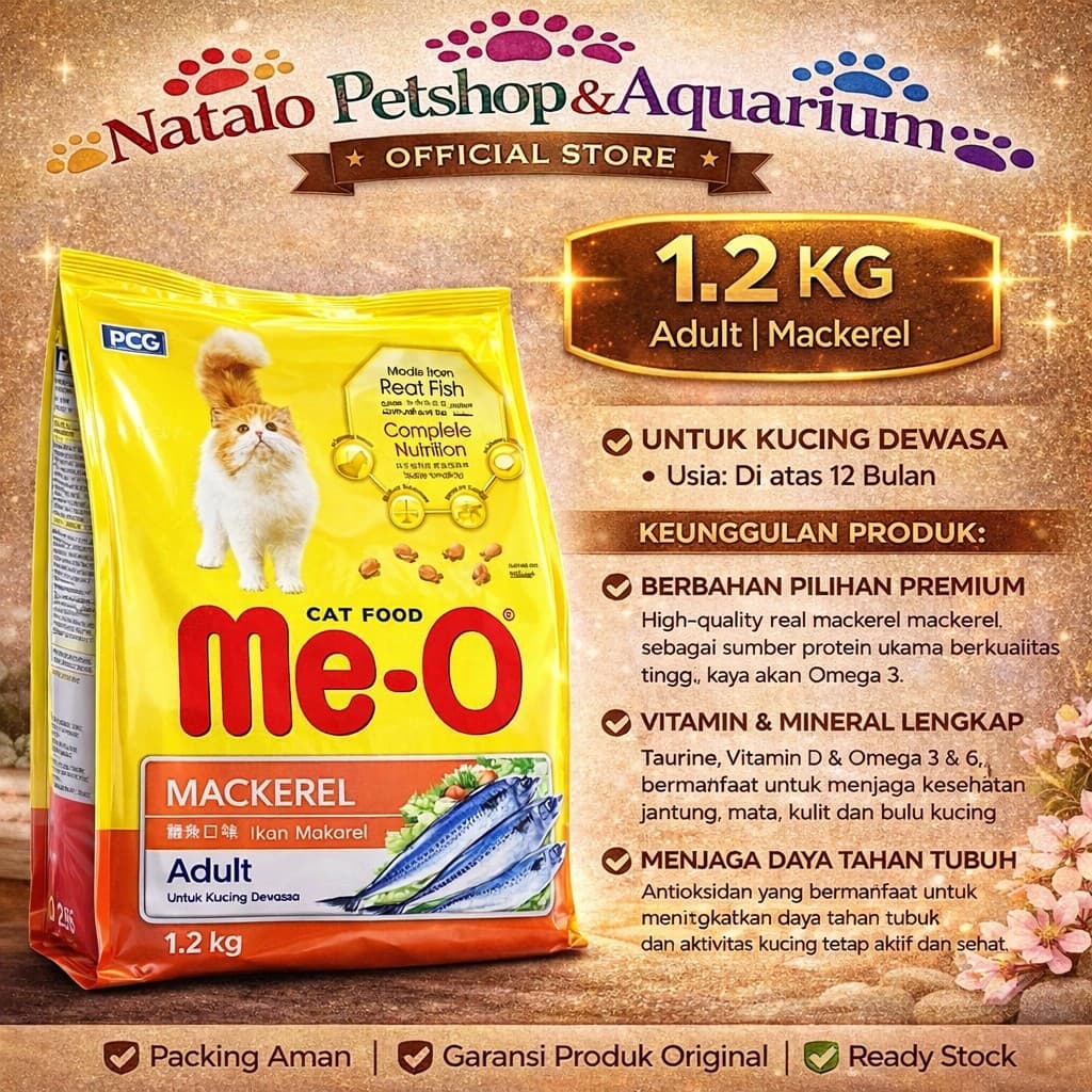 Me-O Adult Cat Food Mackerel 1.2kg — gambar 1