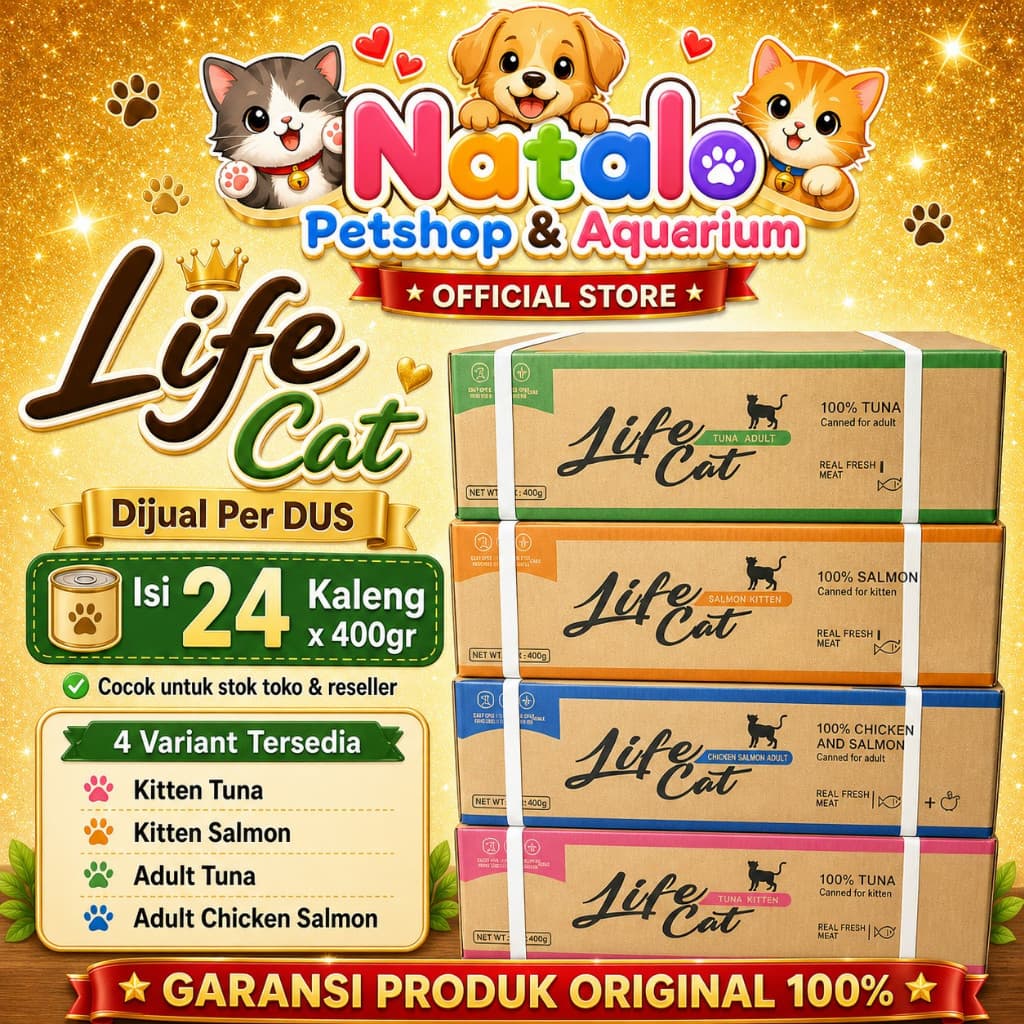 Life Cat 400g Per Kotak/Dus isi 24 Kaleng Makanan Kucing Lifecat — gambar 1