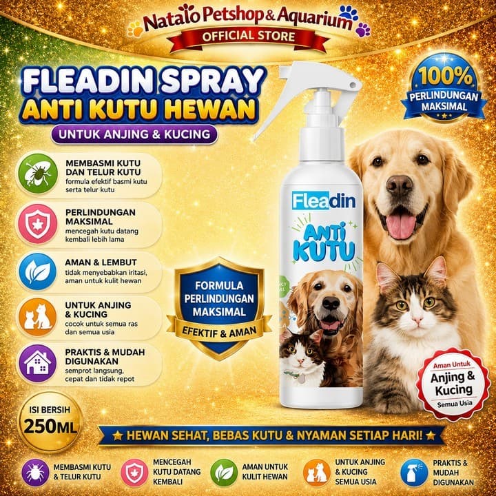 FLEADIN SPRAY 250ML Obat Kutu Semprot Hewan Kucing Anjing - gambar 1