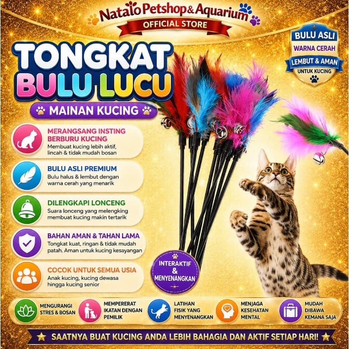 Mainan Tongkat Bulu Kucing / Lucu / Kucing Berdiri / Lonceng Interactive Cat Tpoy
