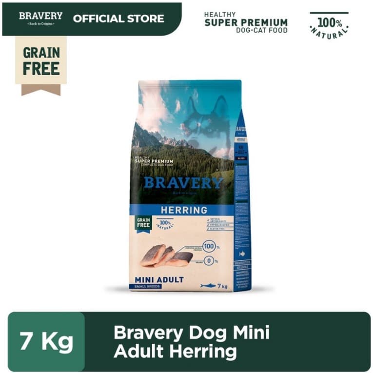 Bravery Mini Adult Herring 7kg Makanan Anjing Small Breed Dog Food — gambar 1