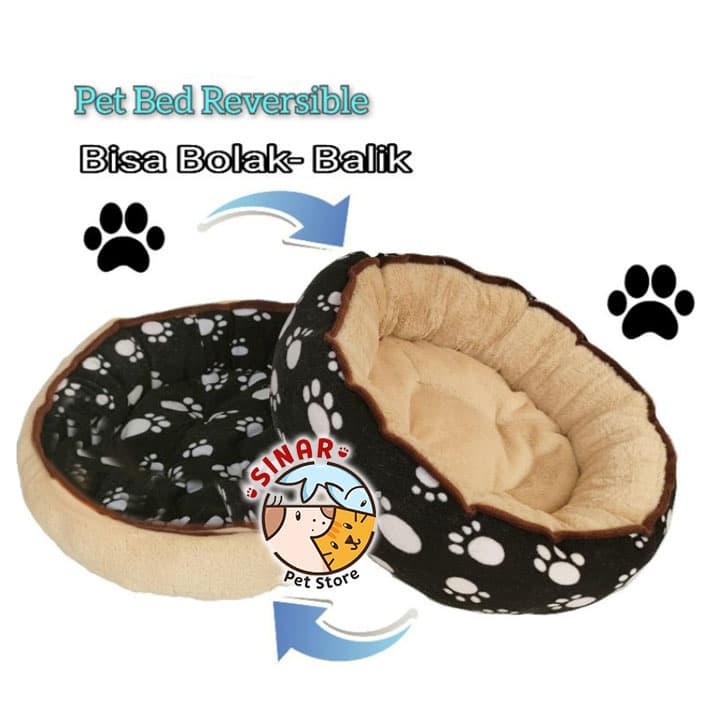 Pet Bed Bolak Balik Tempat Tidur Hewan Kucing Anjing Kelinci 2 in — gambar 1