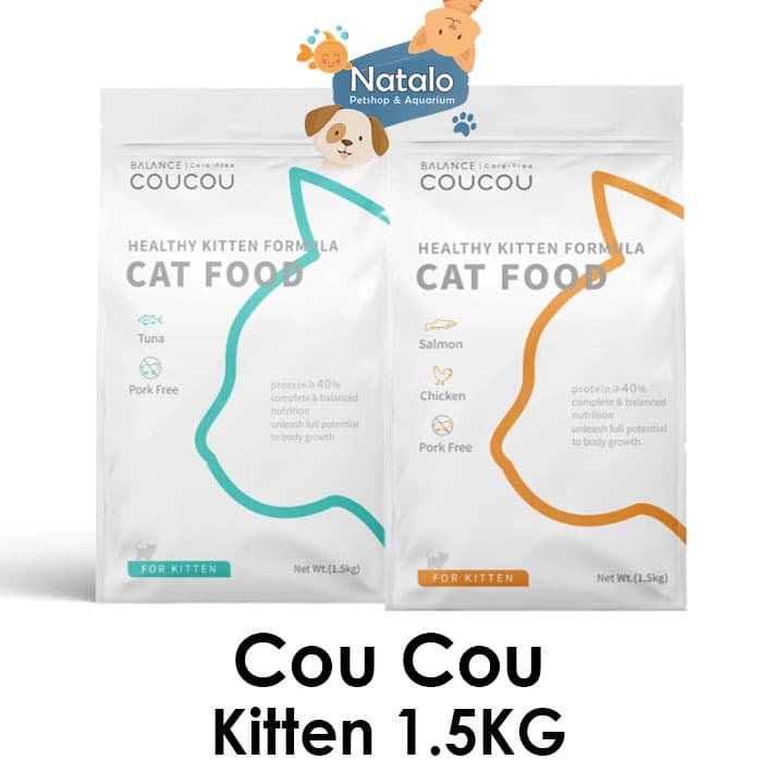 Coucou Kitten 1.5kg Tuna Salmon Chicken Dry Food Makanan Anak Kucing — gambar 1