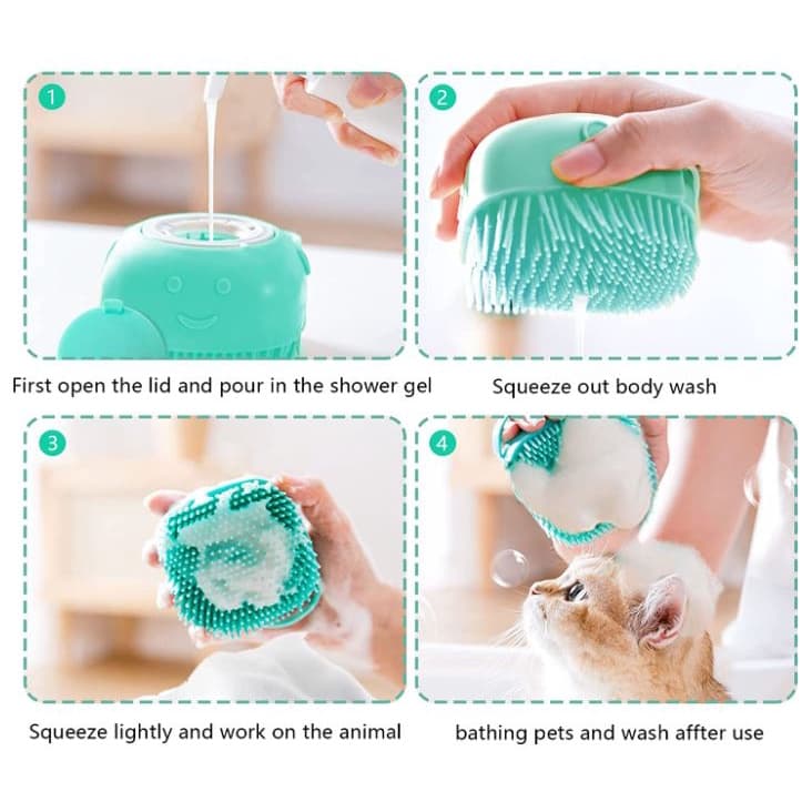 Sikat Mandi Dispenser Sabun Shampoo Hewan Kucing Anjing Sisir Bersih - gambar 1