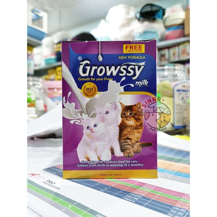 Growssy Susu 1 Box isi 11 Sachet 20g Kucing Cat Milk Replacer — gambar 1