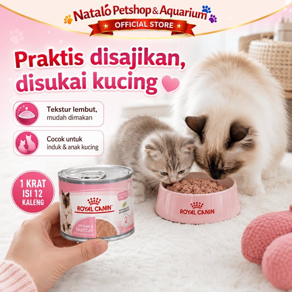 Royal Canin Mother & Babycat 195GR 1 Krat isi 12PCS Wet Baby Cat Food - Makanan Basah Ibu dan Anak Kucing - gambar 5