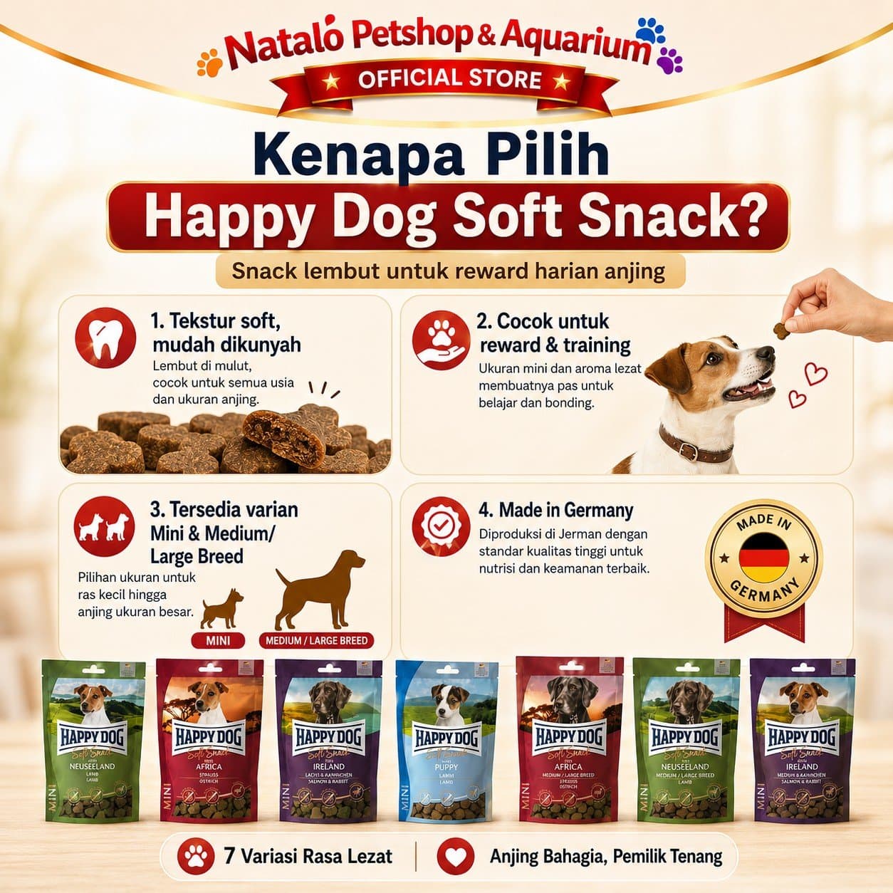 Happy Dog Snack 100GR Supreme Sensbile / Mini Cemilan Jajanan Anjing - gambar 2