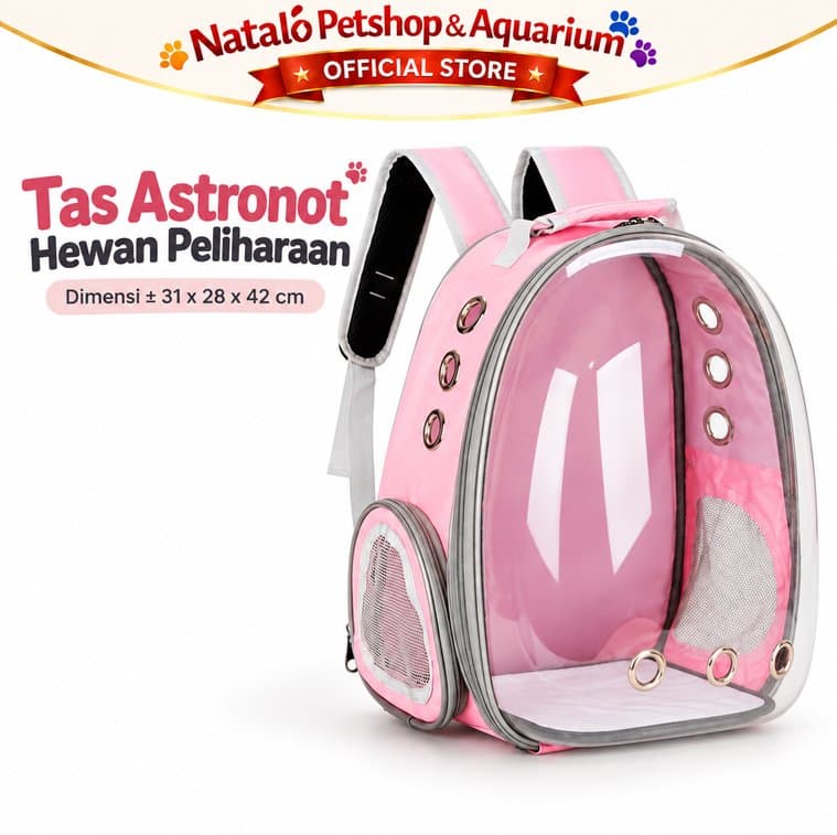 Tas Astronot Kucing Anjing Transparan Pet Carrier Backpack 31x28x42cm Tas Ransel Hewan Peliharaan Ventilasi - gambar 6
