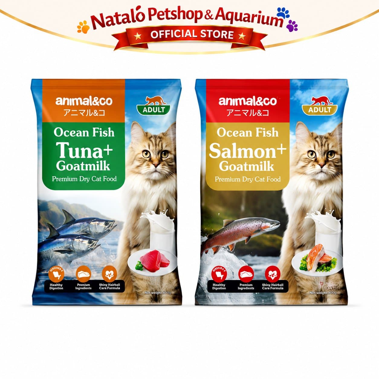 Animal&Co Adult 800GR Tuna / Salmon - Ocean Fish with Goat Milk Premium Dry Cat Food 800 Gr - Makanan Kucing Dewasa Kering Kibble Animal n Co - gambar 6
