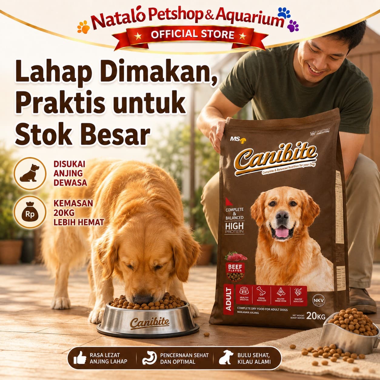 Canibite Adult Dry Dog Food Beef / Lamb 20KG - Makanan Kering Anjing Dewasa 20 KG - gambar 5
