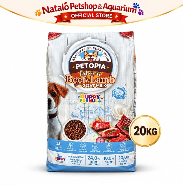 Petopia Dry Puppy Beef & Lamb 20KG with Goat Milk Makanan Anjing Kering Puppy Dog Food - gambar 6