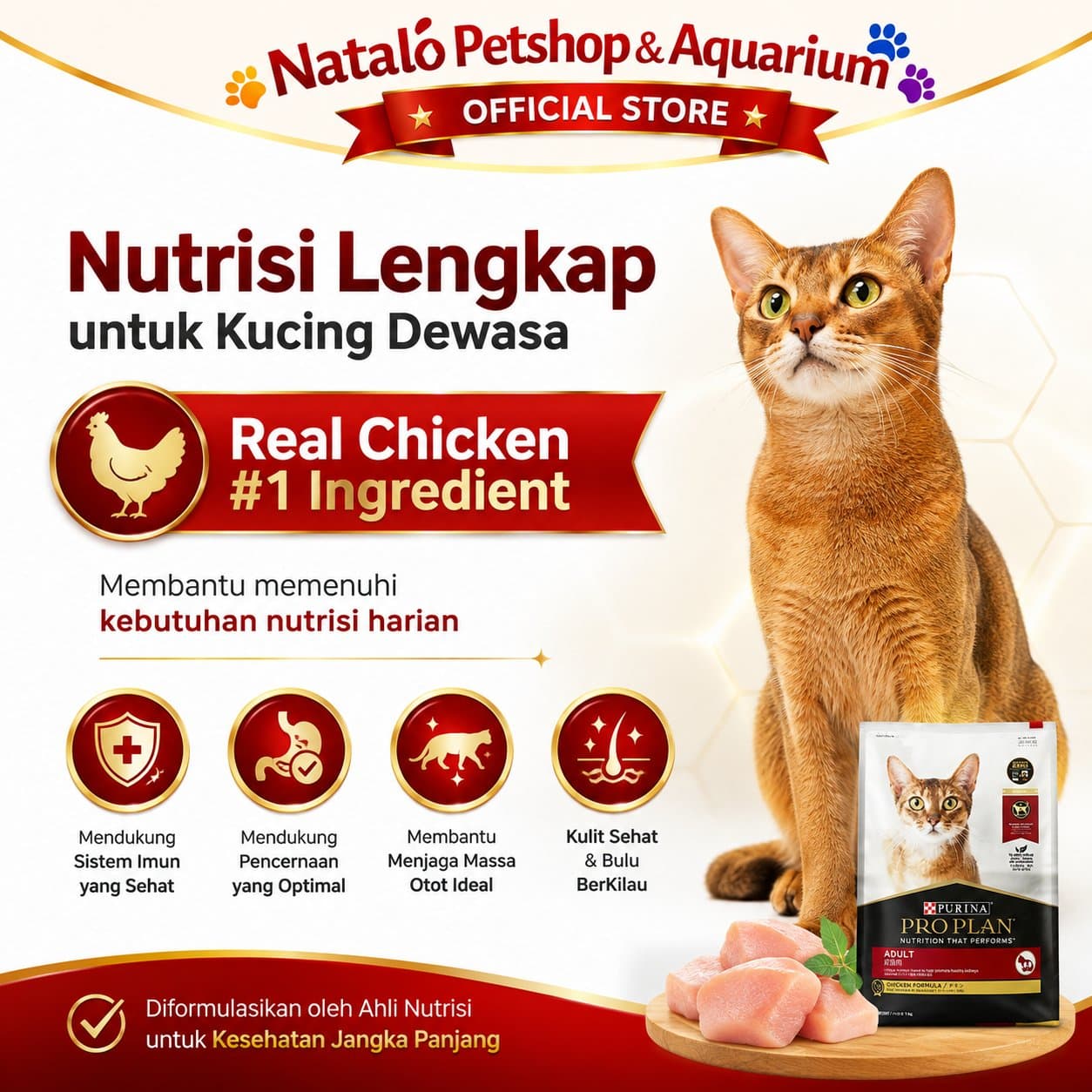 PRO PLAN Adult Cat Food Chicken Formula 7KG Freshpack - Makanan Kucing Dewasa Buat Gemuk PROPLAN 7 KG Super Premium - gambar 2
