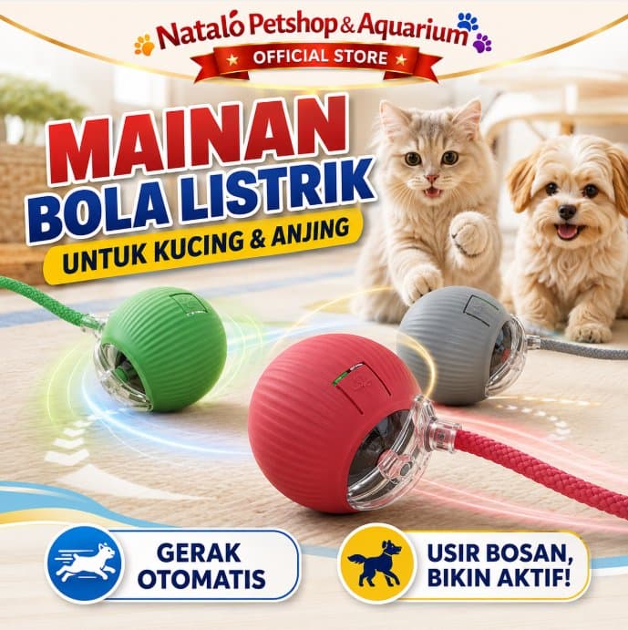 Pet Mainan Bola Listrik Berputar Otomatis / Gulir Cerdas Kucing Anjing Pintar Lucu Hewan Peliharaan Cat Dog Toy Automatic Roller Gulung TY 231 - gambar 1