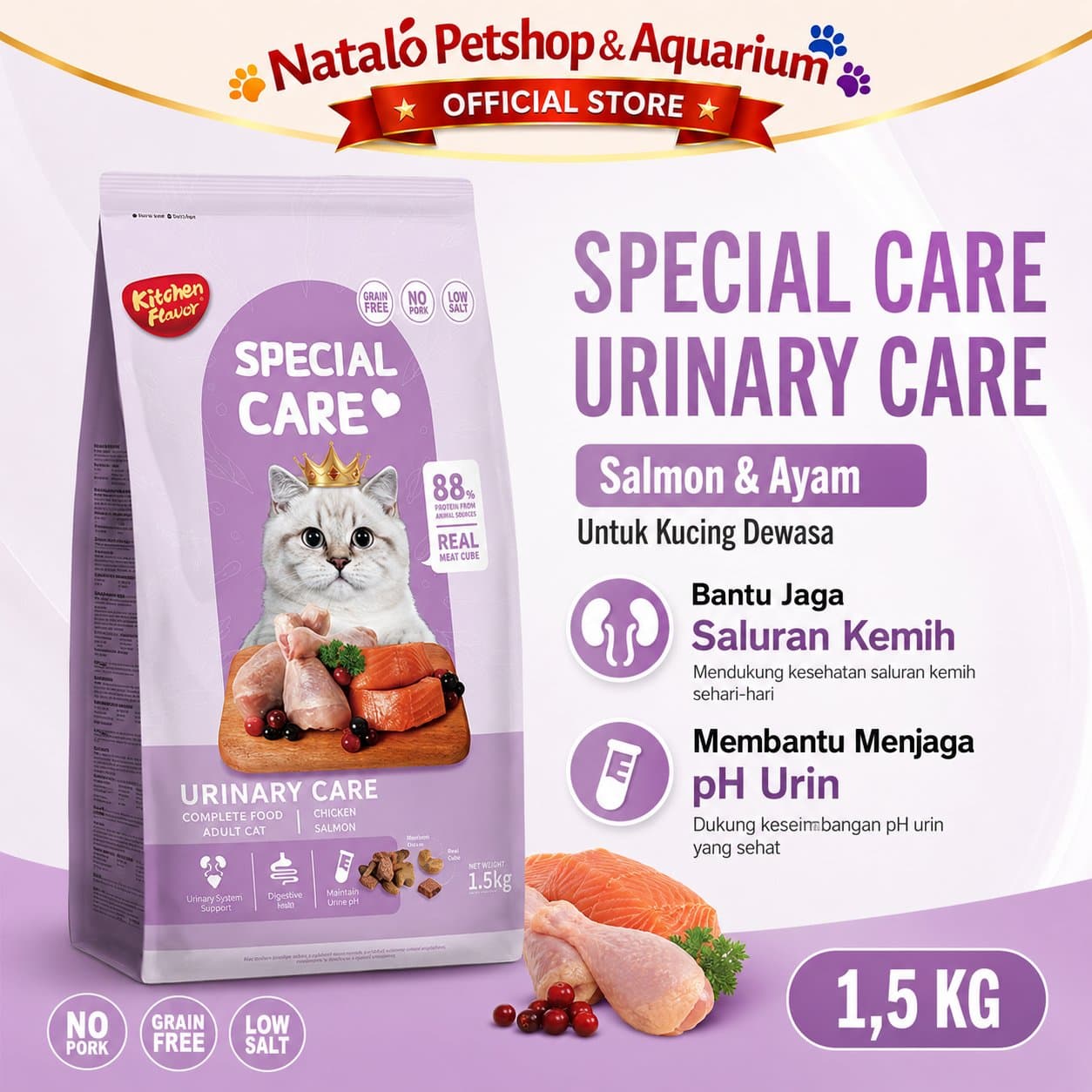 Kitchen Flavor Special Care Urinary Care Adult Cat Food 1.5KG - Makanan Kucing Dewasa untuk Kesehatan Kantung Kemih / FLUTD 1.5 KG - gambar 1
