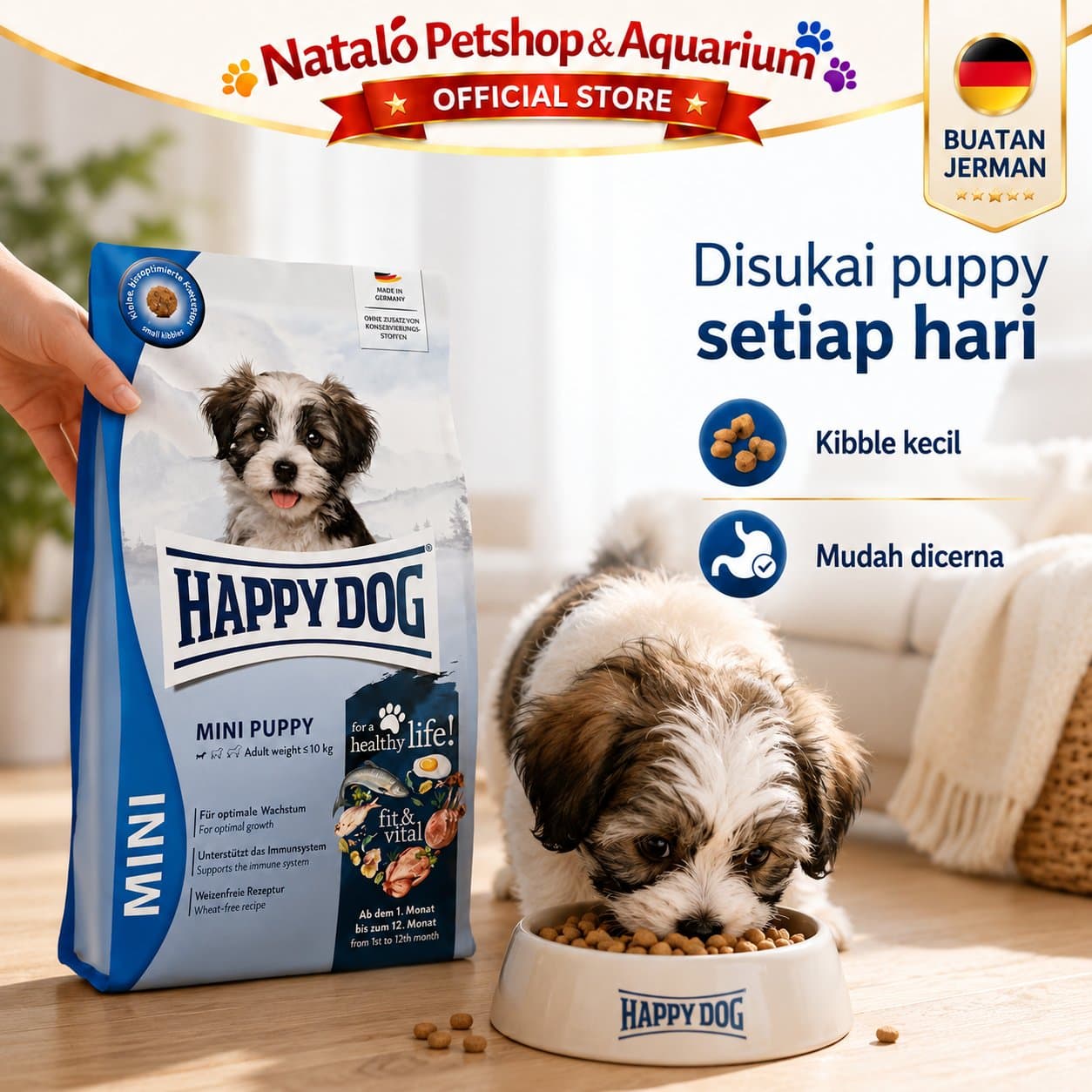 Happy Dog Mini Puppy Fit & Vital 4KG Small Breed Dog Food - Makanan Anak Anjing Ras Kecil Mini Super Premium 4 KG - gambar 5