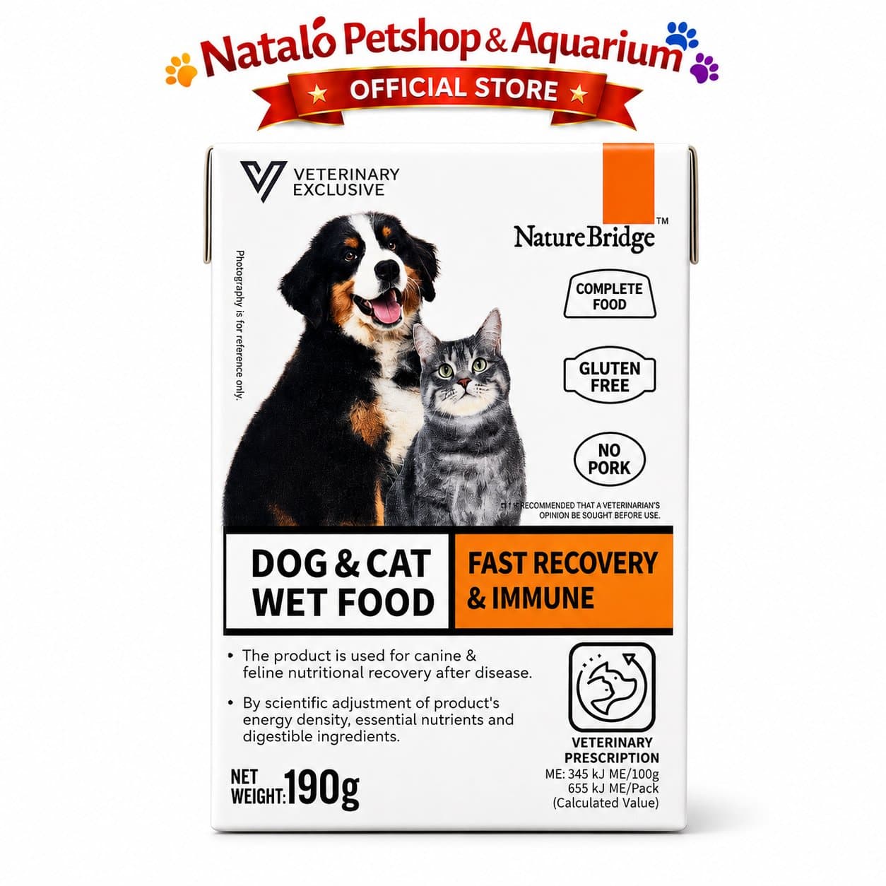 Nature Bridge Fast Recovery & Immune Complete Food for Dog & Cat Wet Food 190GR - Makanan Basah Anjing dan Kucing untuk Bantu Masa Pemulihan Pasca Penyembuhan dan Daya Tahan Tubuh 190 GR - gambar 6