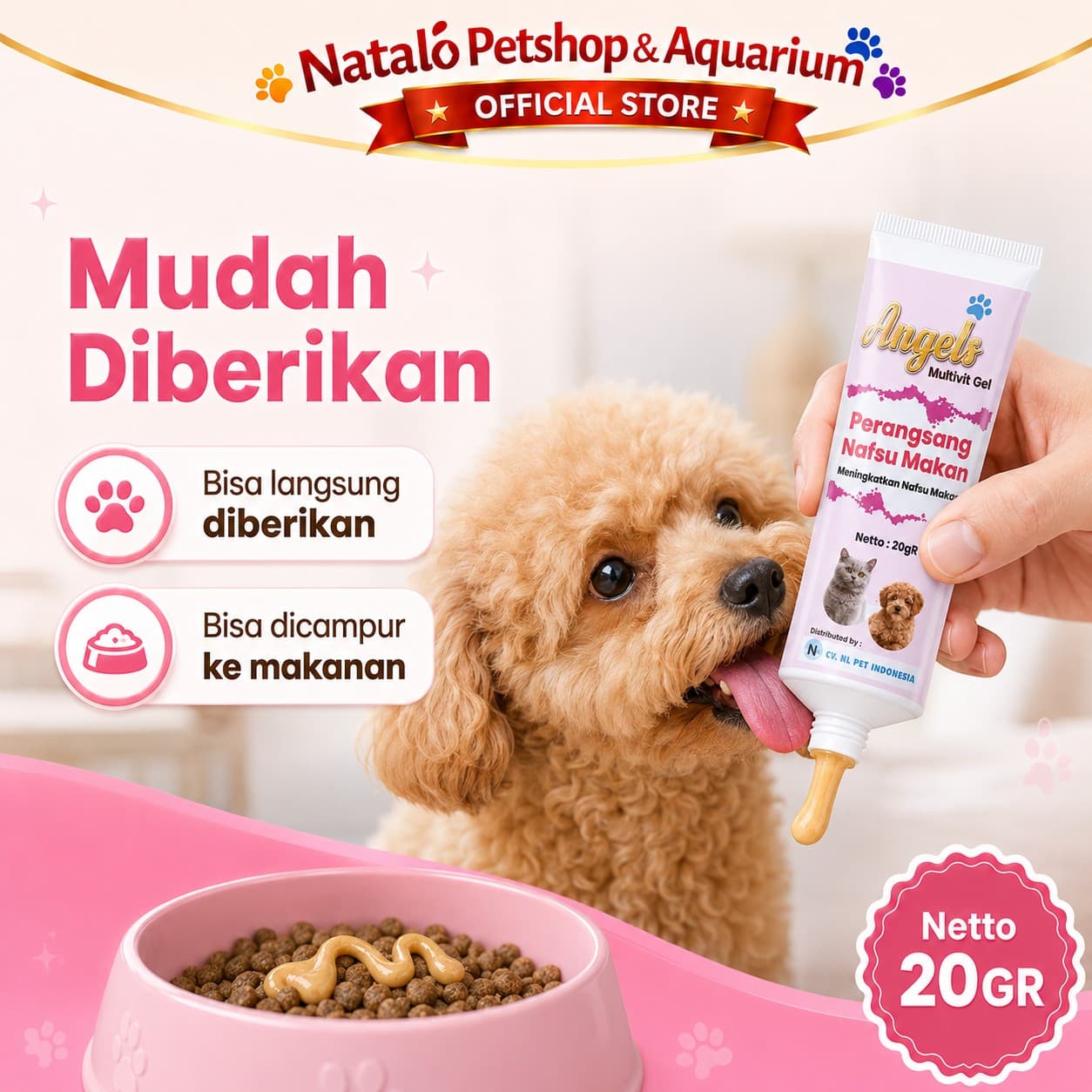 Angels Mulitivitamin Gel 20GR - Penambah Nafsu Makan - Penggemuk Badan / Perangsang Nafsu Makan Hewan Kucing Anjing Kelinci / Vitamin Odol Nutri Gel / Plus Vita / Baik untuk Kulit dan Bulu - gambar 5
