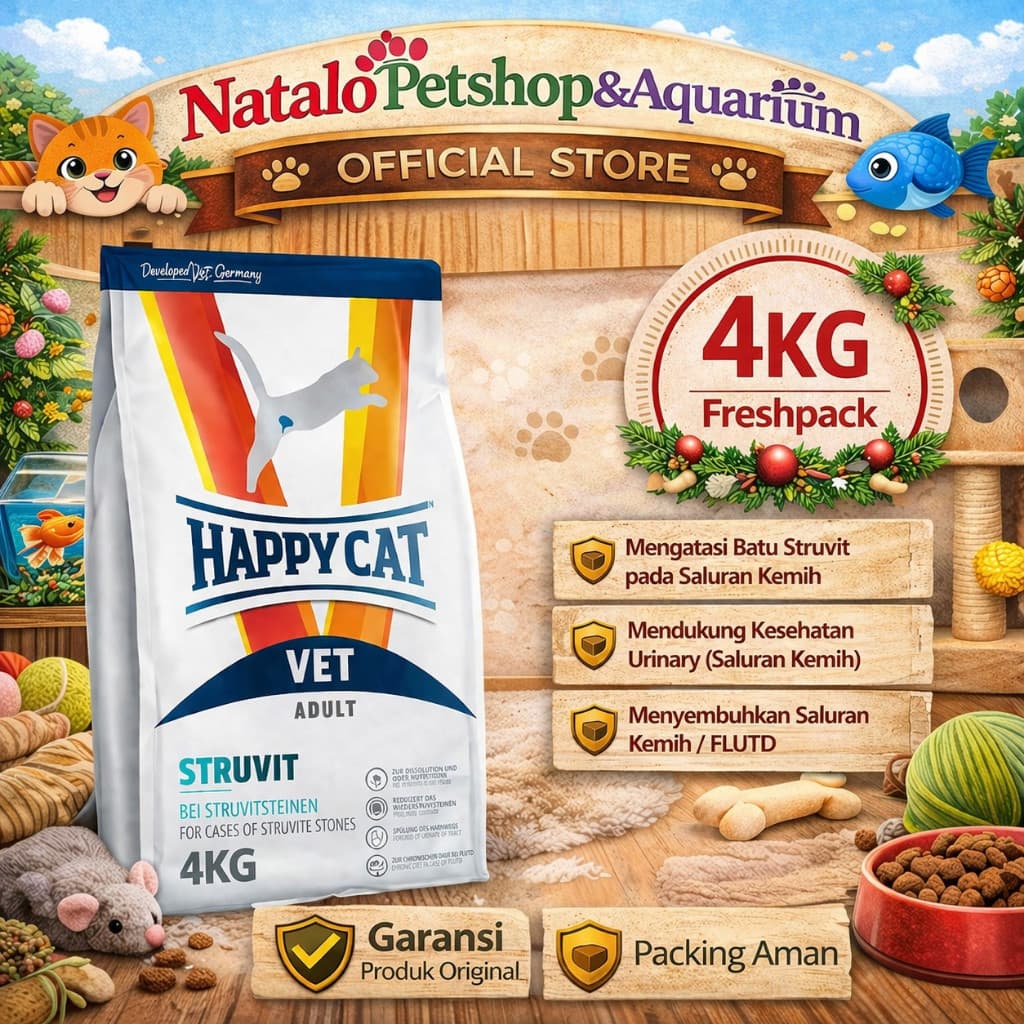 Happy Cat Vet Struvit 4KG Urinary S/O - Makanan Kucing Dewasa untuk Pengobatan Saluran Kencing Kemih FLUTD 4 KG