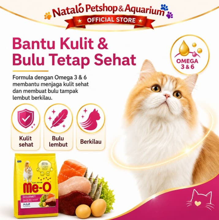 Me-O Adult Cat Food Gourmet 7KG - Makanan Kucing Dewasa Premium Meo 7 KG Kering Dry Food Pelet Pakan Rasa Ikan Meo Me o - gambar 2