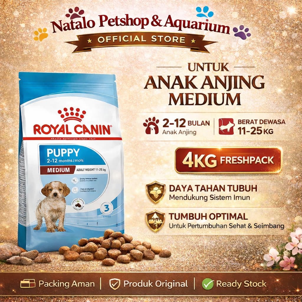 Royal Canin Medium Breed Puppy 4KG Dog Food - Makanan Anak Anjing Ras Sedang Super Premium 4 KG - gambar 1