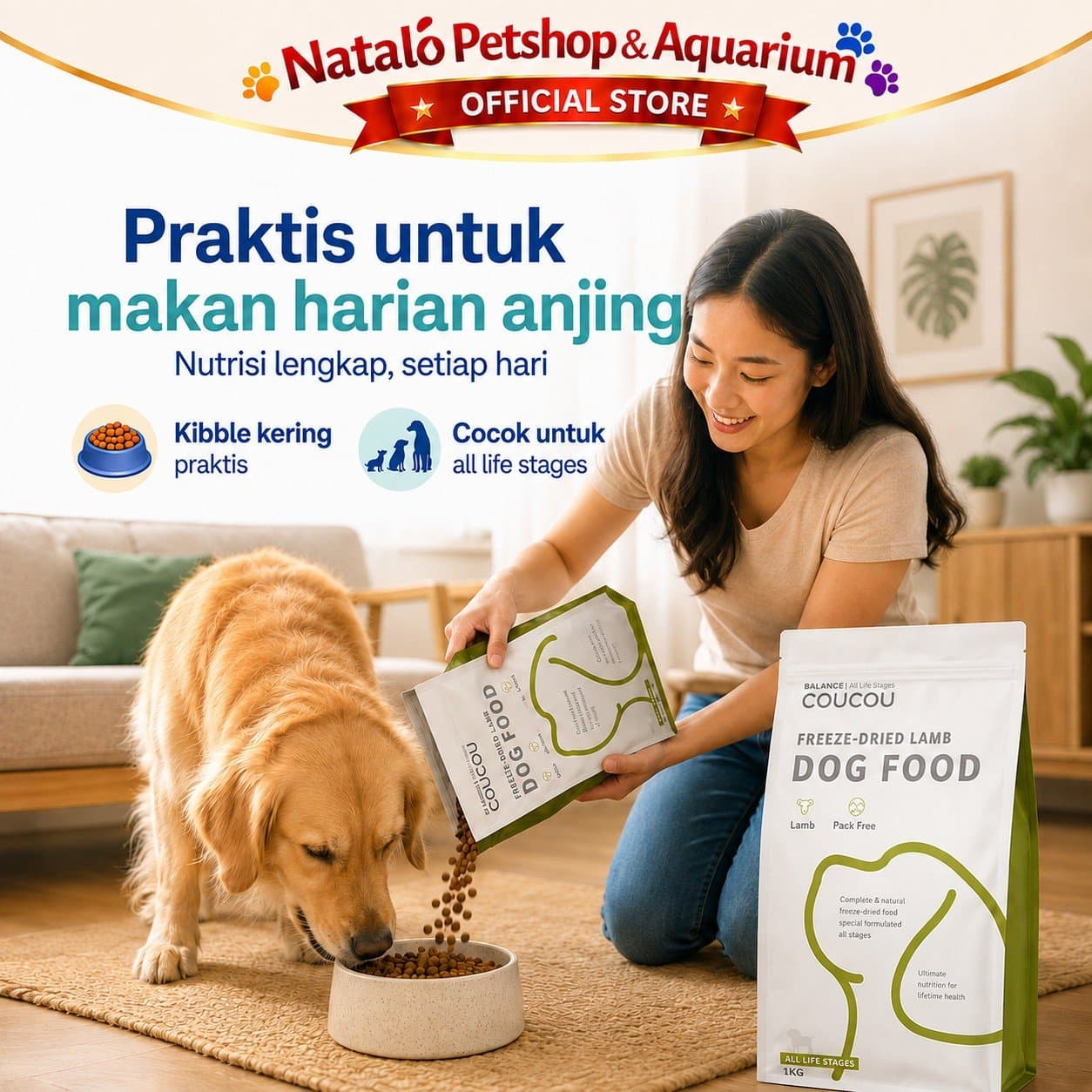 COUCOU Freeze Dried Raw Dog Food Lamb / Beef 1KG All Life Stages - Makanan Anjing Kering Cou Cou Rasa Domba / Sapi Semua Umur 1 KG - gambar 5