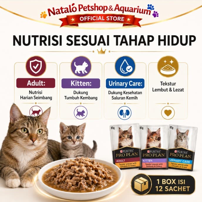 Pro Plan Pouch per BOX isi 12 pcs Saset x 85gr Wet Cat Food Sachet Makanan Basah - gambar 2