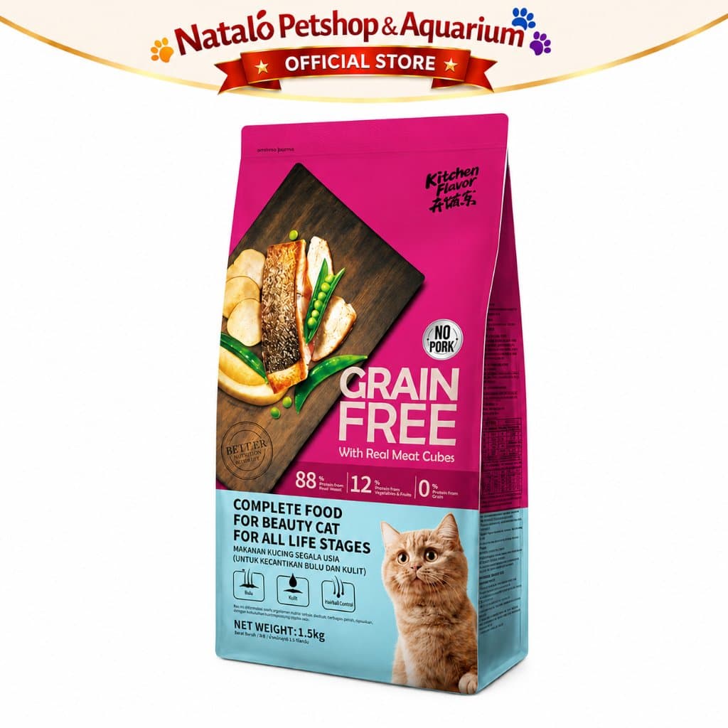 Kitchen Flavor Grain Free Beauty Cat Food 8 KG - Makanan Kucing Semua Umur untuk Kecantikan Bulu dan Kulit Freshpack 8KG - gambar 6