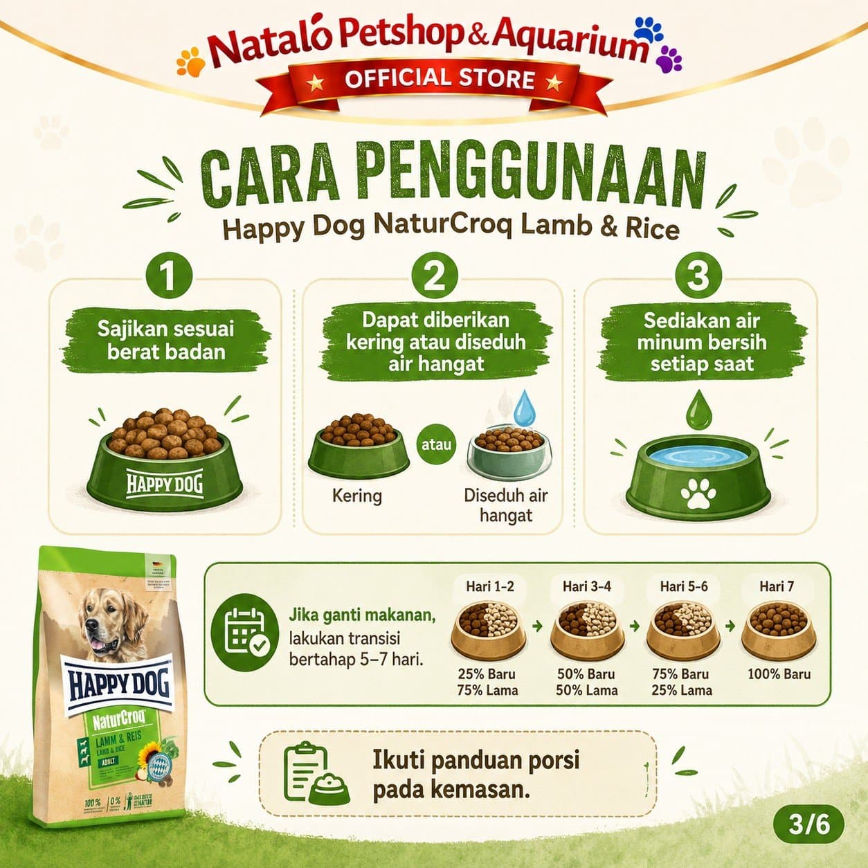 Happy Dog NaturCroq Lamb & Rice 4KG Adult Dog Food - Makanan Anjing Dewasa Ras Besar Rasa Domba Premium 4 KG - gambar 3