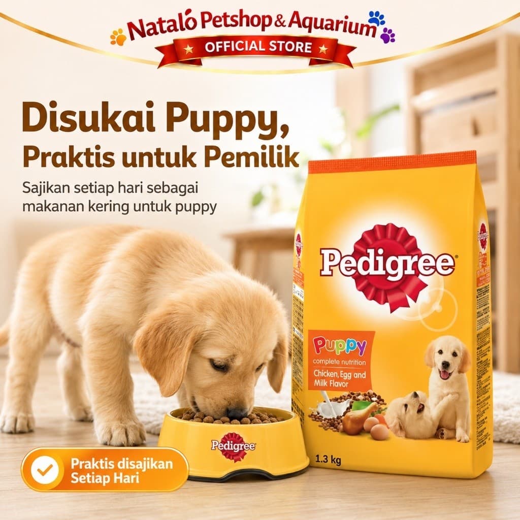 PEDIGREE PUPPY 1.3KG Chicken Egg & Milk Dry Dog Food / Makanan anak anjing - gambar 5