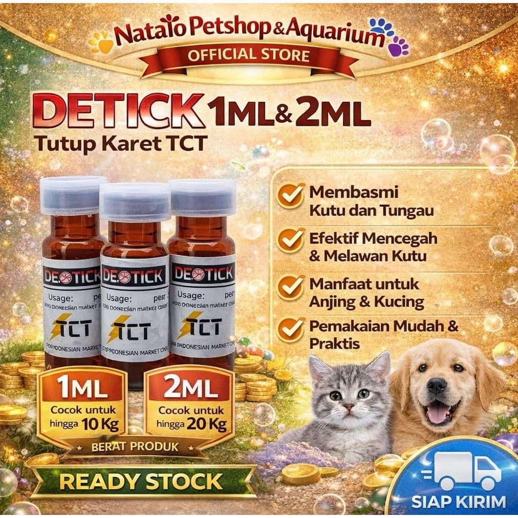DETICK - Obat Kutu Hewan / Kucing / Anjing - 1ML (1-10KG) / 2ML (10-20KG) 1 CC / 2 ML - gambar 1