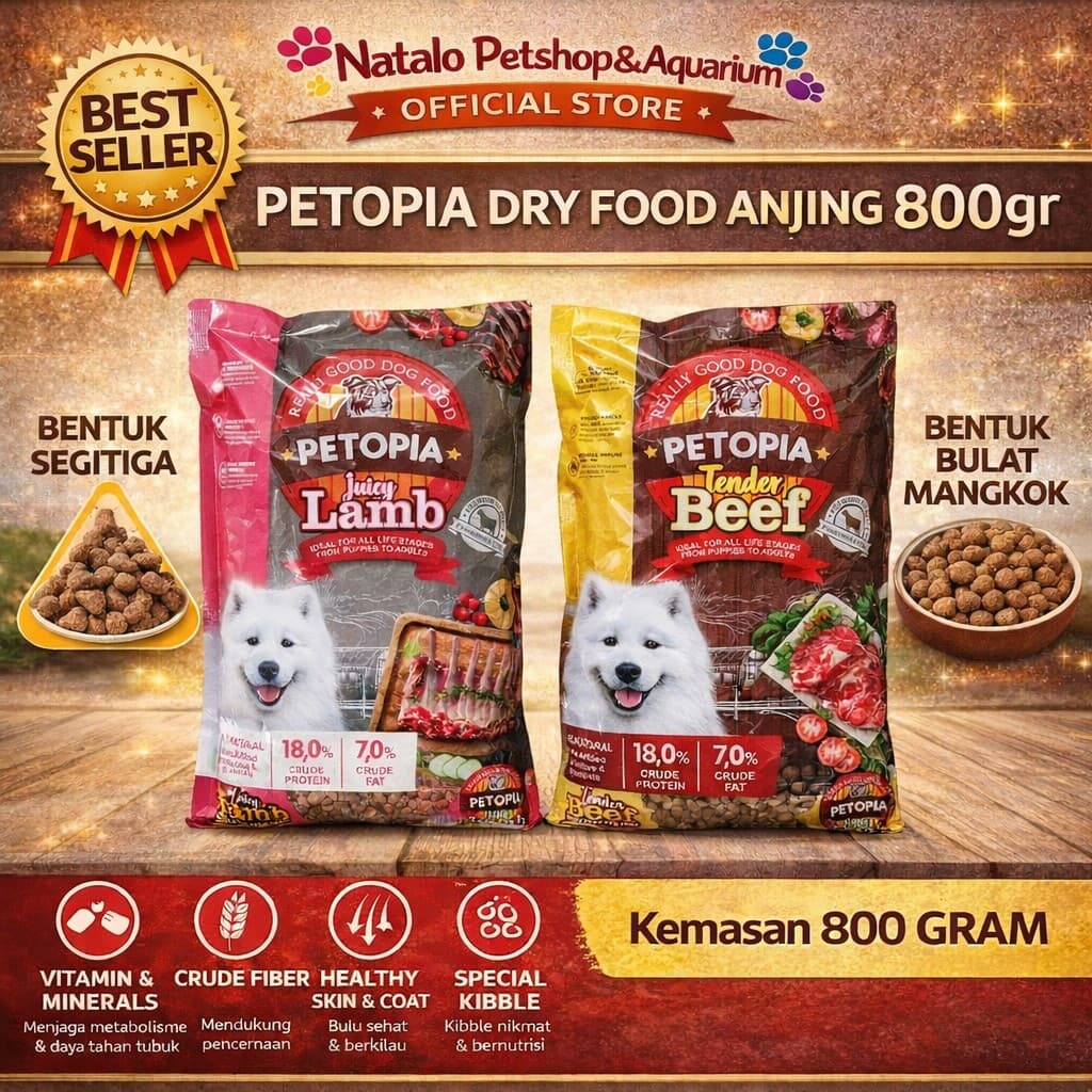 Petopia Dry 800Gr Lamb / Beef Dog Puppy Food Makanan Anjing Anak Dewasa All Stages Segala Umur - gambar 1