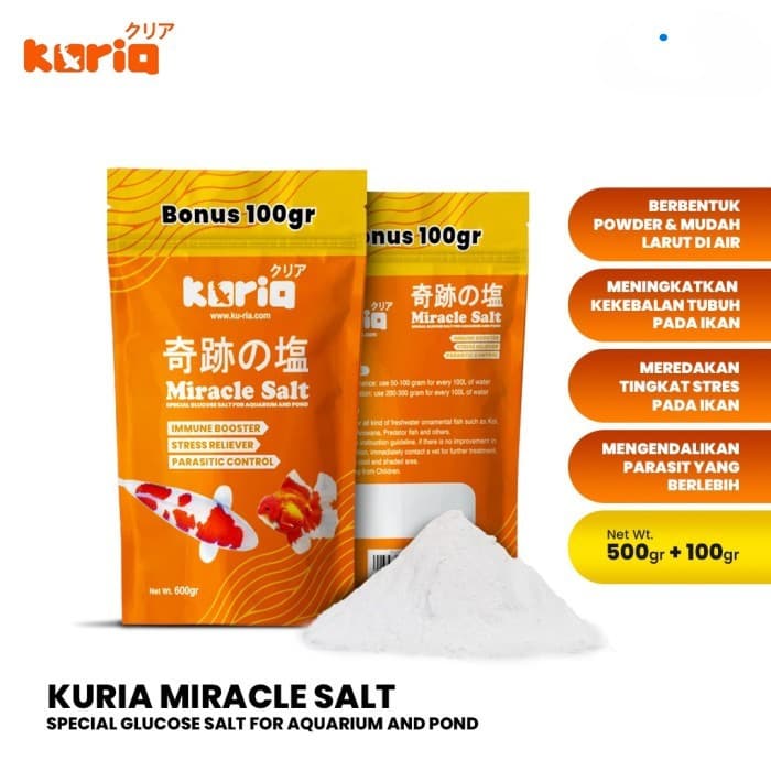 Kuria Miracle Salt - Garam Khusus Kesehatan Ikan Hias Kolam Predator Koi Koki 500Gr