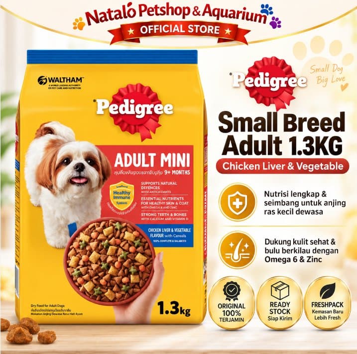 Pedigree Small Breed Adult Chicken Liver & Vegetable 1.3KG / Makanan Anjing Ras Kecil Murah Mini Dog Food 1.3 KG