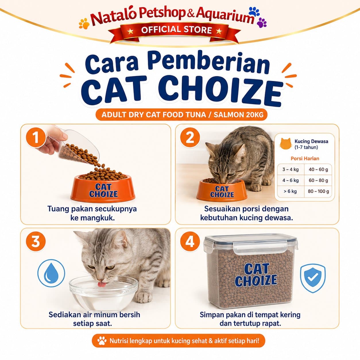 Cat Choize Adult Dry Cat Food Tuna / Salmon 20KG - Makanan Kering Kucing Dewasa Goni Sak Ekonomis Hemat Murah 20 KG - gambar 3