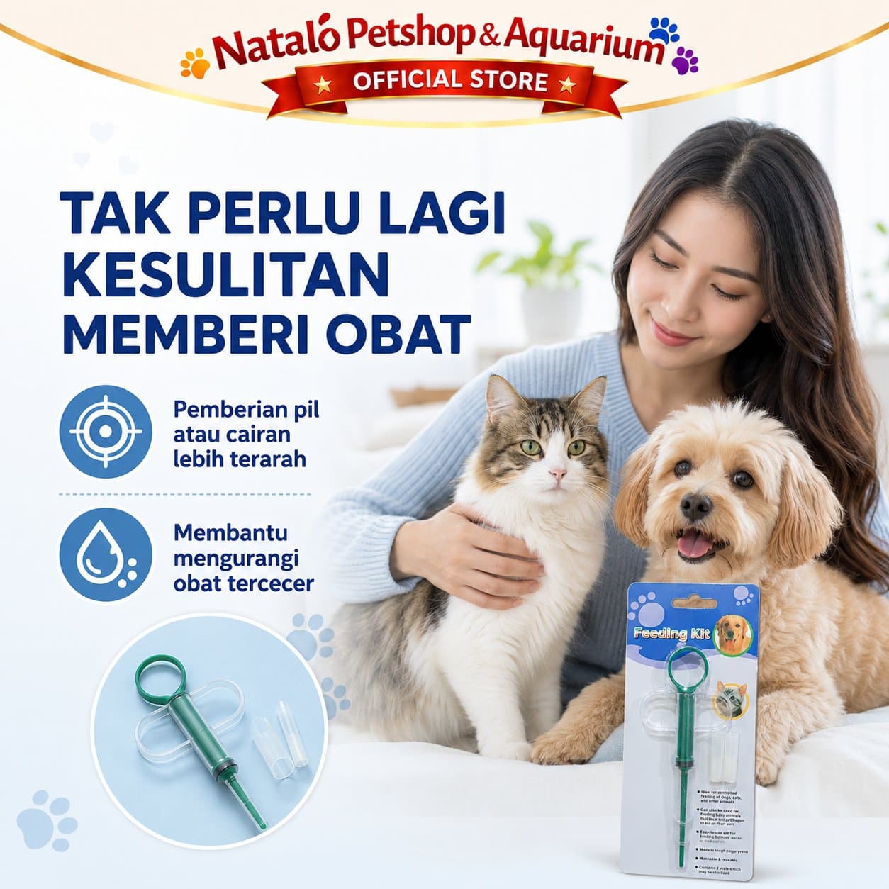 Pelontar Pil / Feeding Kit / Kucing dan Anjing / Suntik Makanan / Obat Hewan Peliharaan Medication for Pet - gambar 3
