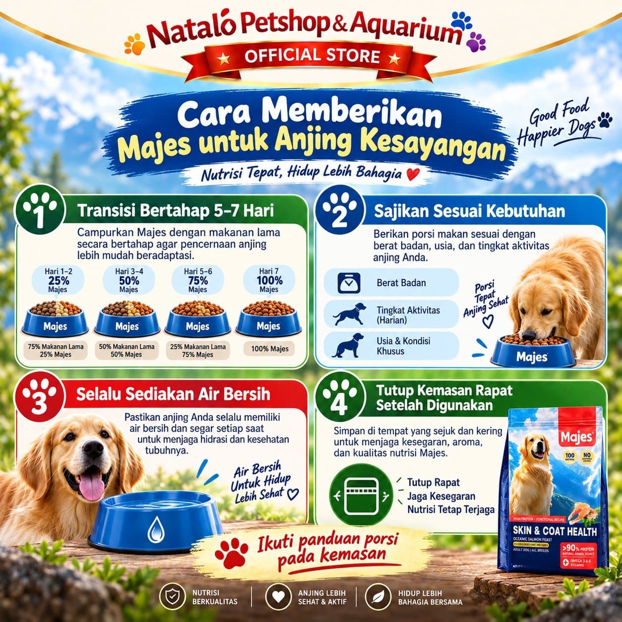 MAJES High Protein Skin & Coat Health Oceanic Salmon Feast Adult Dry Dog Food 500GR / 1.5KG All Breeds - Hair Skin Care - Makanan Kucing Dewasa untuk Kesehatan Bulu dan Kulit 500 GR / 1.5 KG - gambar 3