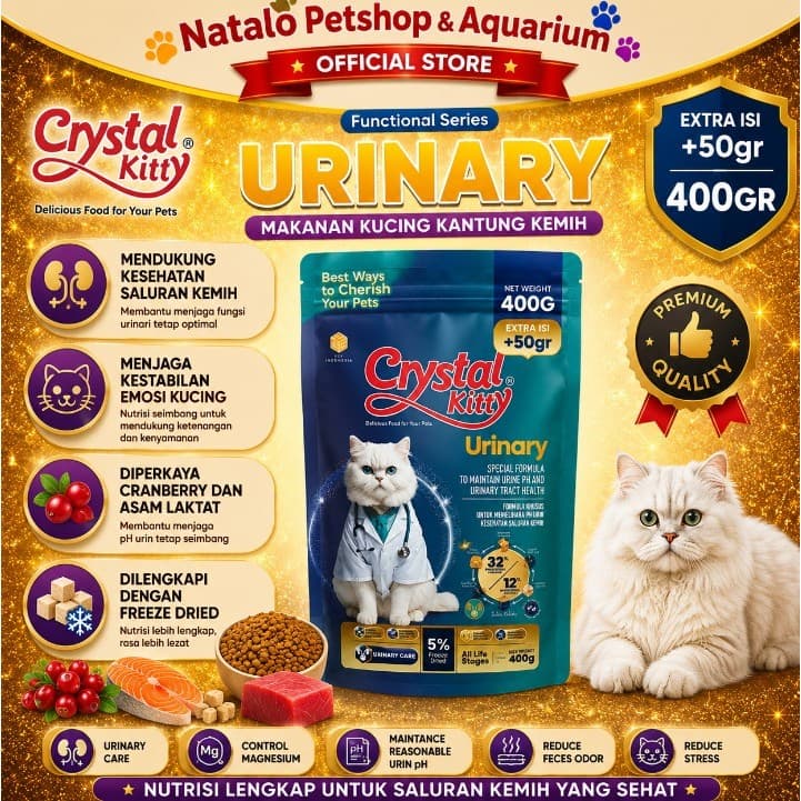 Crystal Kitty Urinary All Life Stages 400 gr - Makanan Kucing untuk Saluran Kencing Semua Umur 400Gr - gambar 1