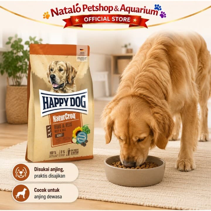 Happy Dog NaturCroq Beef & Rice 1KG Medium Large Breed Adult Dog Food - Makanan Anjing Dewasa Ras Besar Rasa Daging Sapi 1 KG - gambar 5
