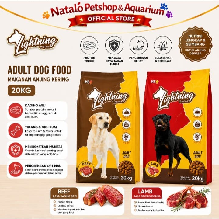 Lightning Dog Food 20KG - Makanan Anjing Dewasa Ekonomis - gambar 1