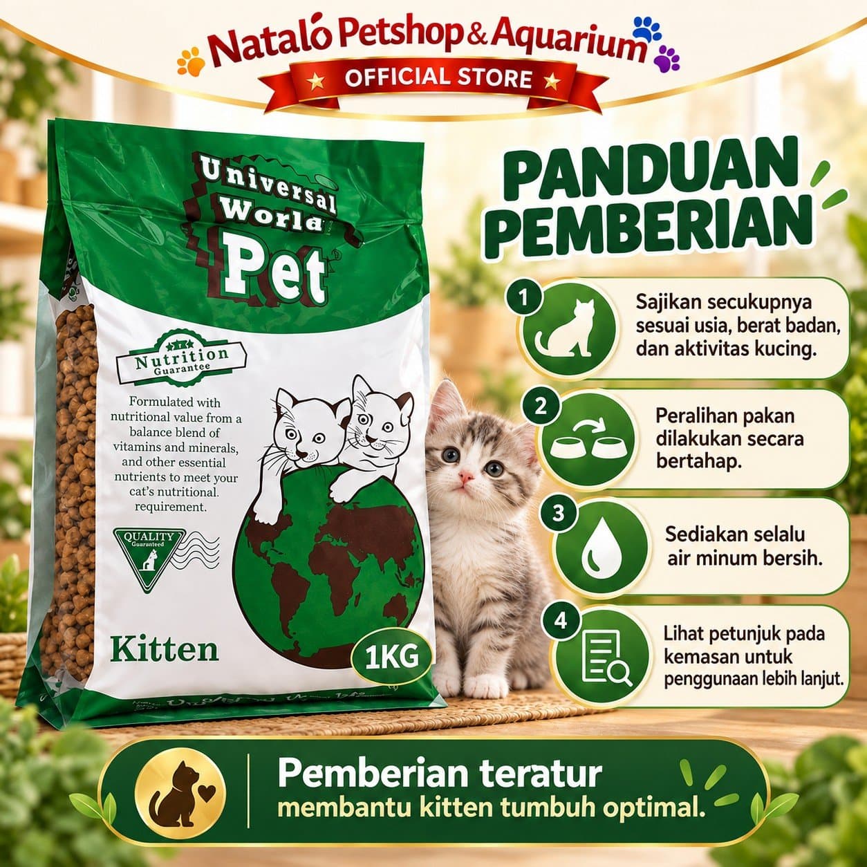 Universal World Pet Kitten 1KG Dry Cat Food - Makanan Kering Anak Kucing 1 KG - gambar 5