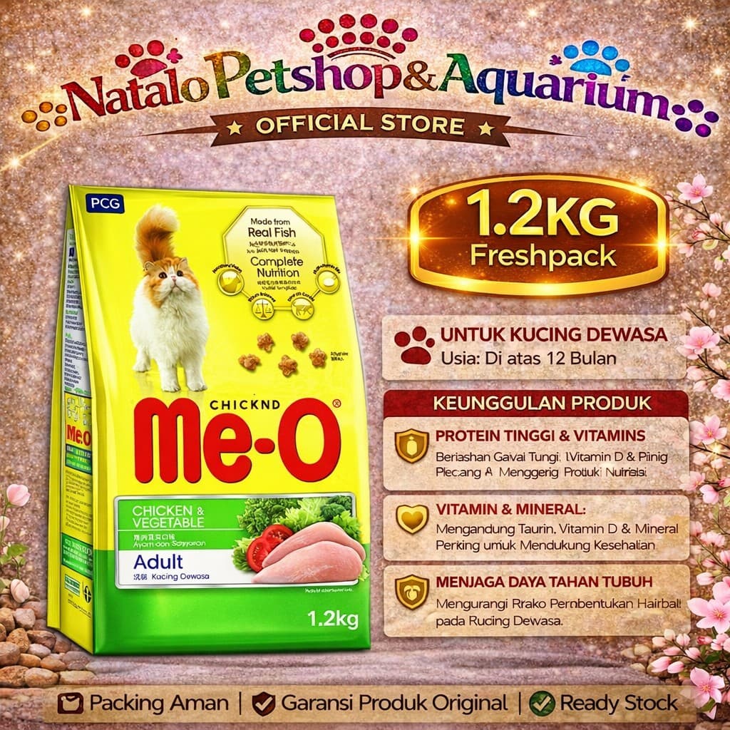 Me-O Adult Cat Food Chicken & Vegetable 1.2KG - Makanan Kucing Dewasa Premium Meo 1.2 KG - gambar 1