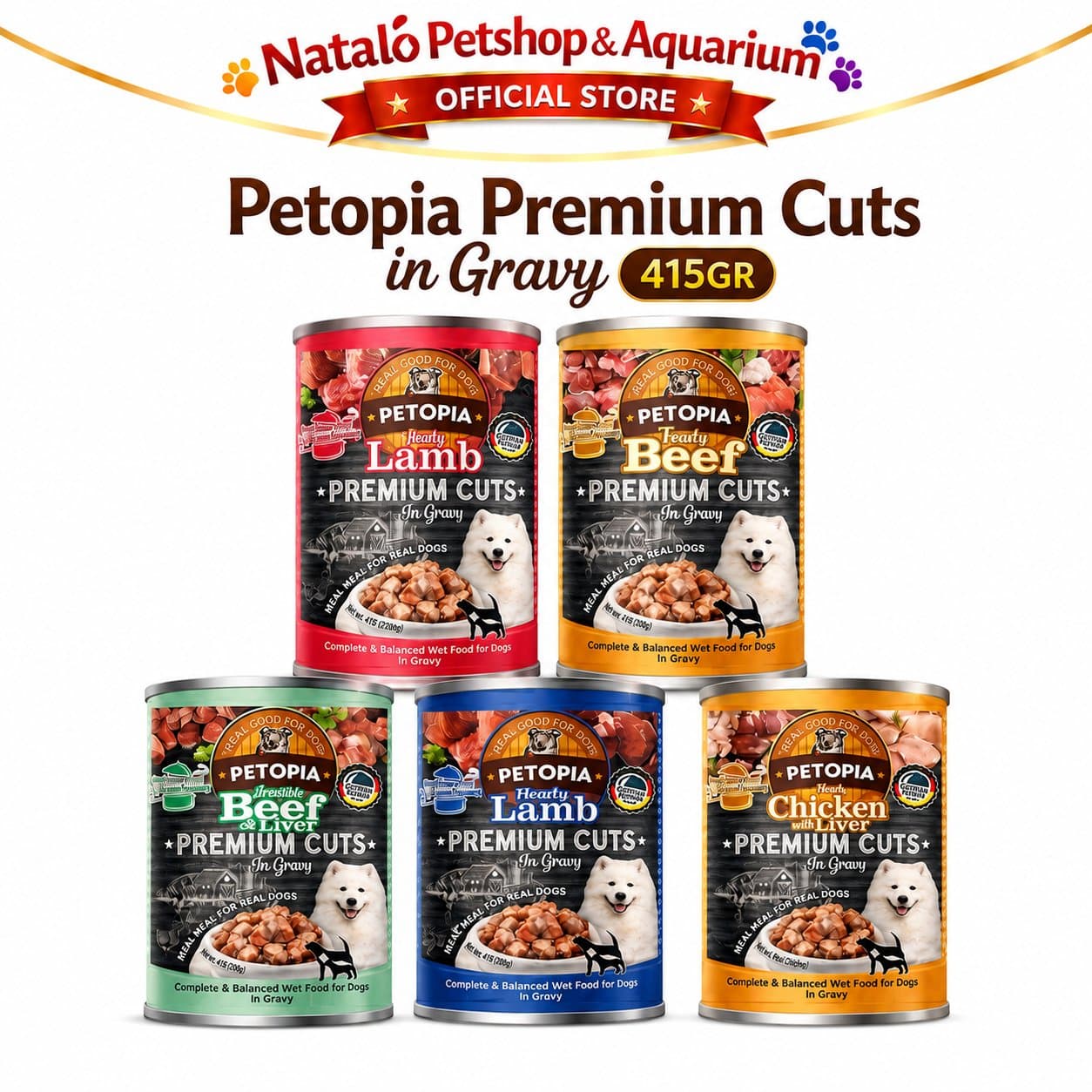 Petopia Premium Cuts in Gravy Dog Wet Food 415GR -  Makanan Basah Kaleng Anjing 415 GR - gambar 6