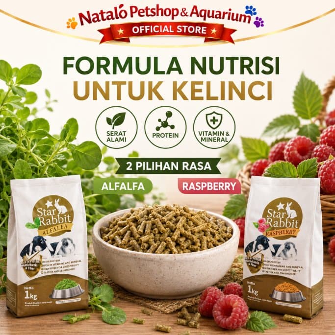 Star Rabbit 1KG - Pelet Bunny Makanan Kelinci Alfafa- Raspberry 1 KG - gambar 4