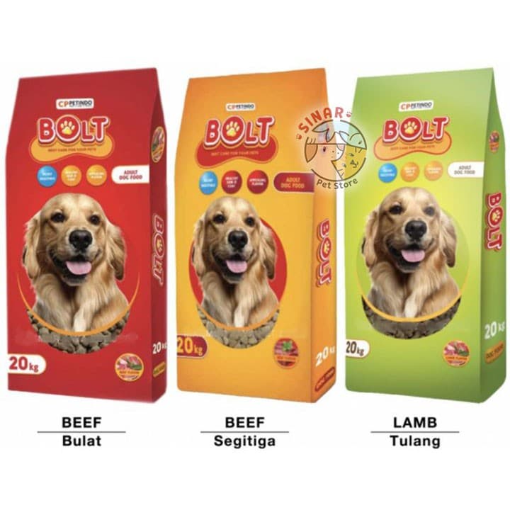 Bolt Dog 20KG Khusus Gojek / Makanan Anjing Murah Beef Lamb - gambar 1